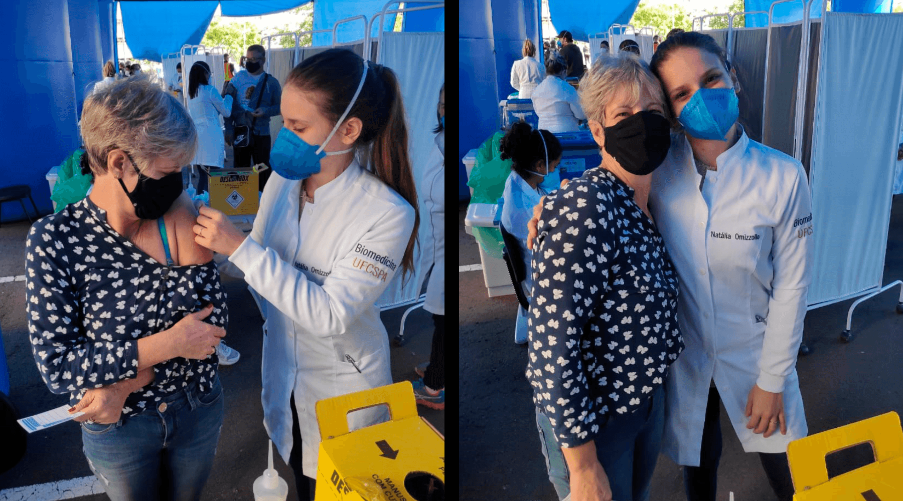 Estudante de Biomedicina vacina a mãe contra a Covid-19